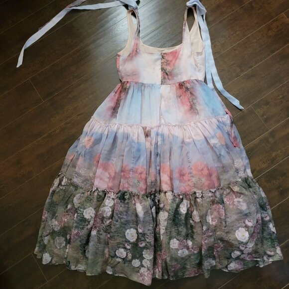 Anthropologie Geisha Designs Isabella Floral Dress Womens L Fairy Whimsical Pink - Picture 3 of 12